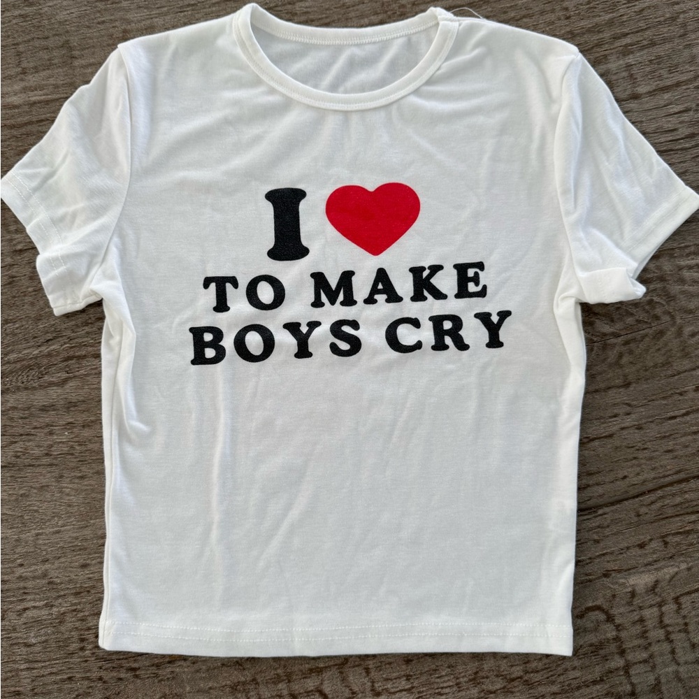 Amazon “I Love To Make Boys Cry” cropped tshirt size medium